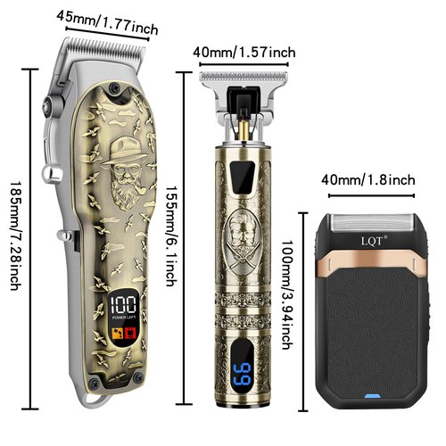 LQT Professional Hair Clipper Set for Men Electric Shaver Razor Cordless Hair Cutting Barber Clippers Beard Trimmer Men’s Grooming Kit Gifts for him (Bronze)