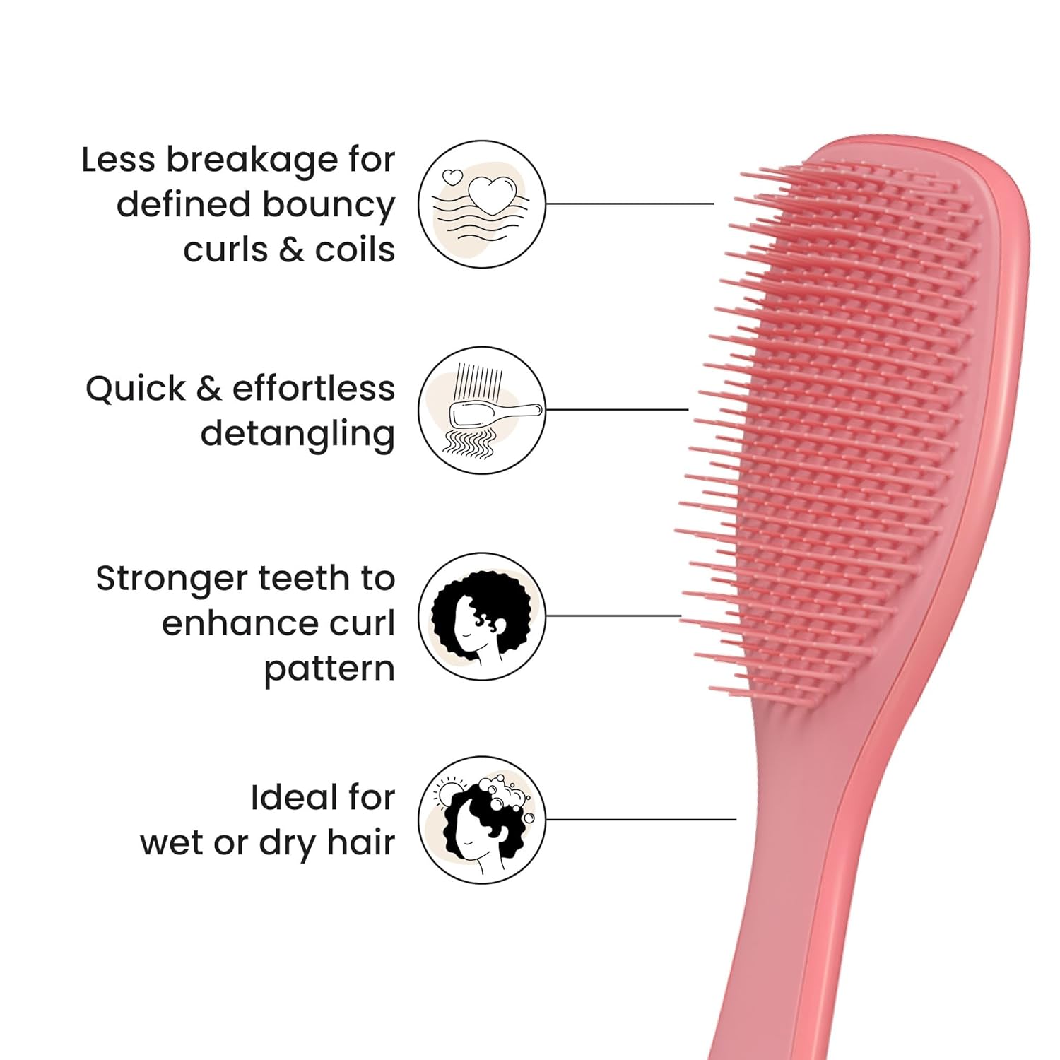 Tangle Teezer Ultimate Detangler Brush - Reduces Frizz & Breakage for Curly Hair | Coral Pink