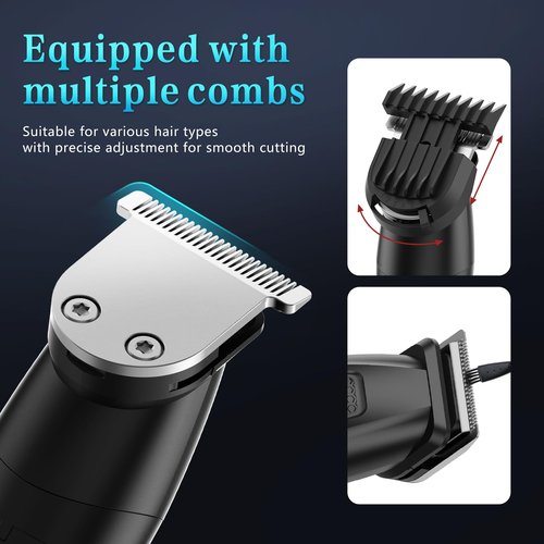 Bomxin 6-in-1 Men's Grooming Kit, Cordless Beard Trimmer & Hair Clipper for Men with Nose Hair Trimmer & Mustache Trimmer Attachments, Waterproof USB Rechargeable Personal Care Set, Gifts for Men
