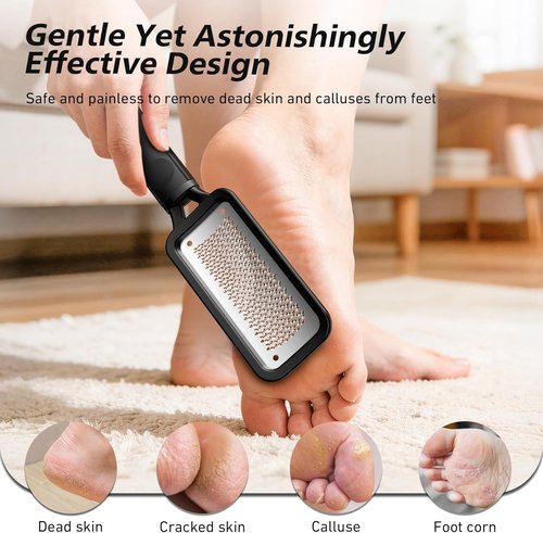 BALUCA Professional Foot File & Callus Remover - Stainless Steel Pedicure Tool for Soft Feet | Black