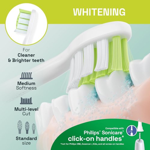 Brushmo Diamond-Shape Whitening Toothbrush Heads - 8 Medium Firm Dupont Bristles for Philips Sonicare