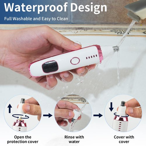 Mendaping 2025 Rechargeable Nose and Ear Hair Trimmer with LED Dispaly for Women Men,4 in 1 Painless Eyebrow & Facial Hair Trimmer with Powerful Motor,Ladies Wet & Dry Electric Razor (White)