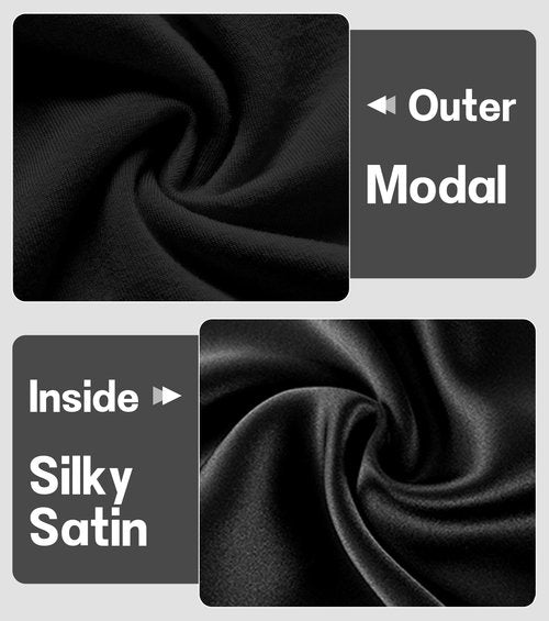 SECZIPE 2pcs Silk Satin Bonnet Hair Wrap for Sleeping, Adjustable Strap Curly Natural Hair Night Caps for Women Men(Black&Black)