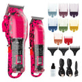 Tuanchuanrp Professional Hair Clippers for Men, Cordless Barber kit for Hair Cutting & Grooming, Hair Clippers and Trimmer Set for Barber Haircut with LED Display, 8 Fade Taper Combs(Pink Set)