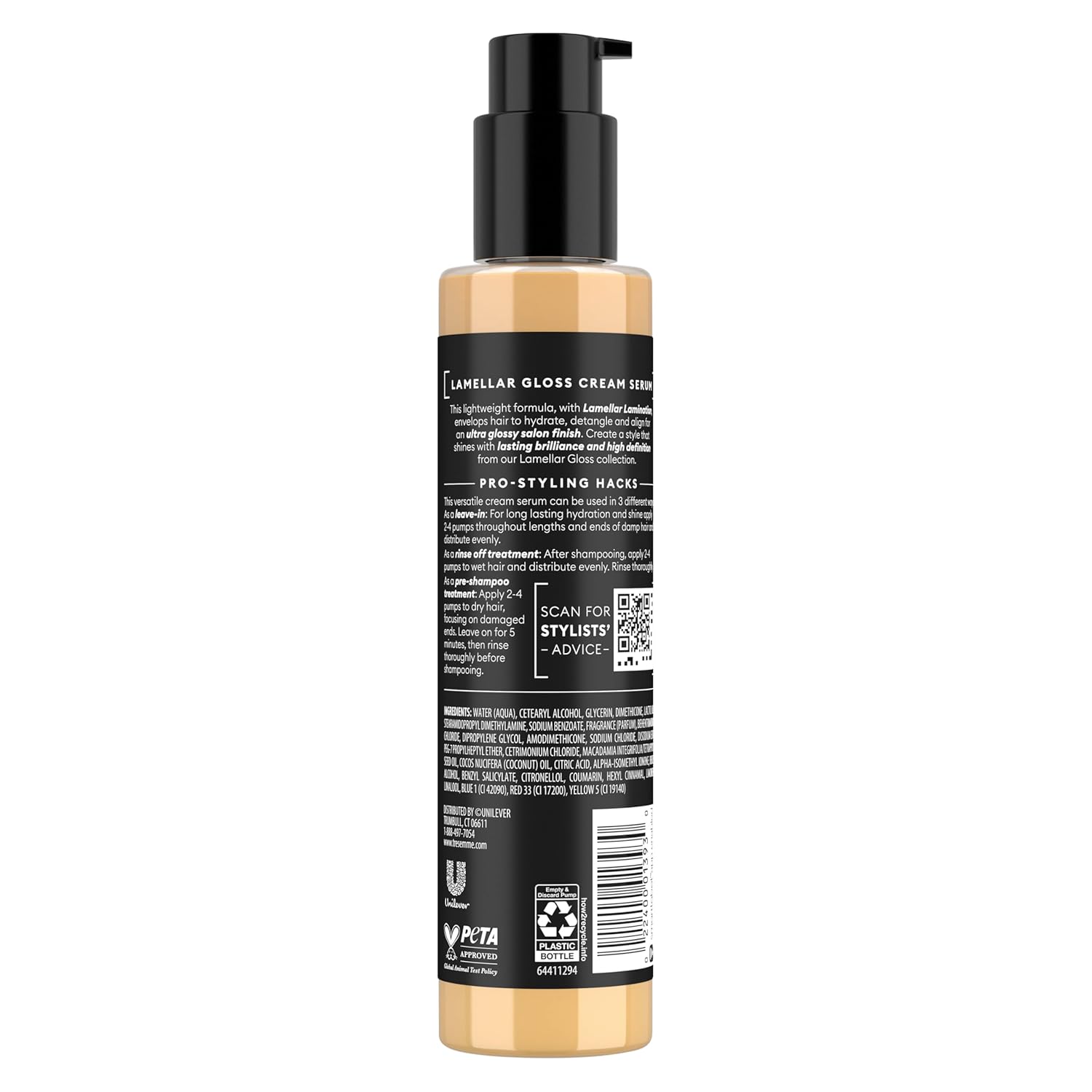TRESemmé Hydrating Detangling Cream Serum - Ultra Shine Lamellar Gloss 5.7 Fl Oz | 72-Hour Hydration