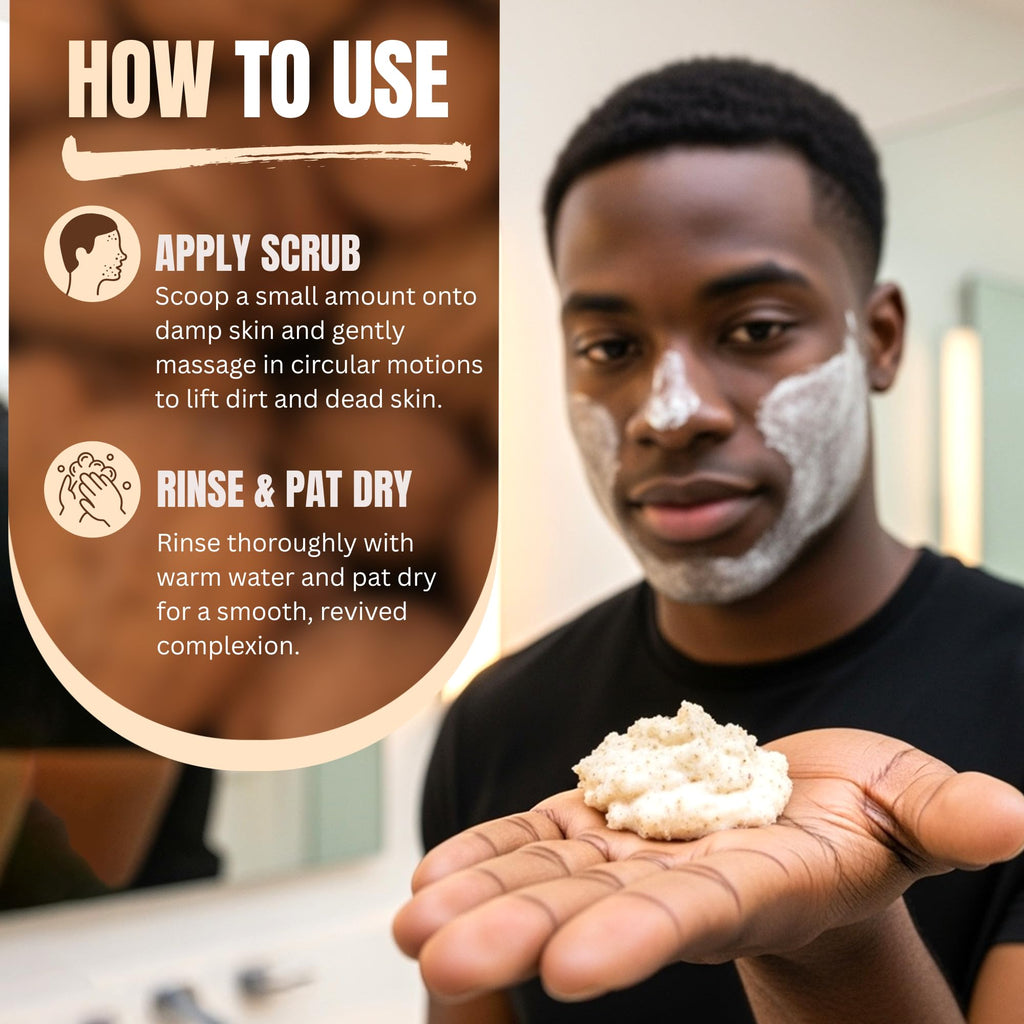Walnut Face Scrub for Men – Gritty Exfoliating Facial Cleanser with Natural Oils Walnut Powder, Deep Clean, Clears Pores, Smooths Texture, Helps Men's Acne-Prone Skin – Non-Comedogenic, Cruelty-Free