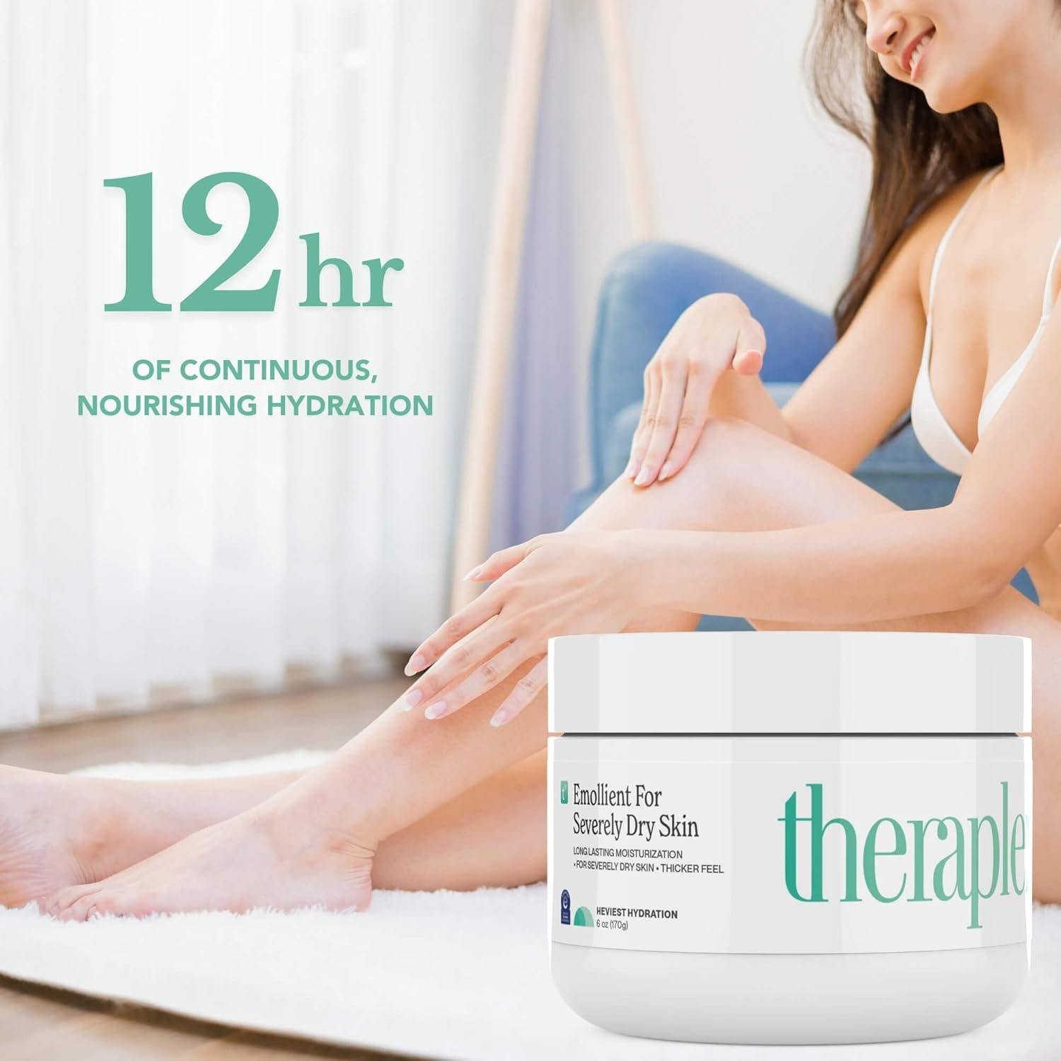 THERAPLEX Emollient Cream for Dry Skin - Fragrance-Free, Noncomedogenic, Dermatologist Recommended | 6 Oz Heavy Hydration