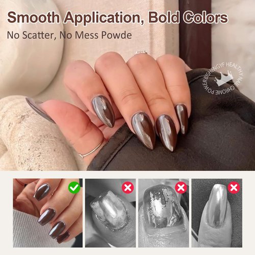 BISHENGYF Mermaid Pearl Chrome Nail Powder: 8 Colors Mirror Effec Chocolate/Coffee/Copper Chrome Nail powder，Magic Mermaid Pink Chrome Nail Powder Pigment for Nail Art Design Home DIY（Purple/Green）