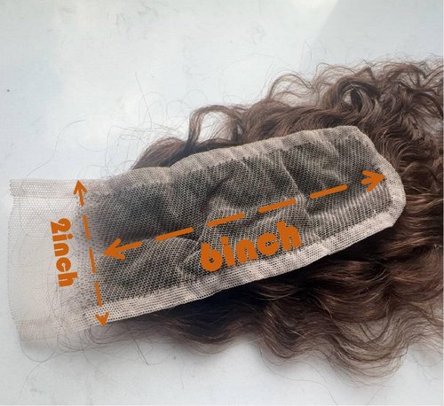 Brown Water Wave 2x6 Lace Closure Top Swiss Lace Water Wave Remy Human Hair Deep Middle Part Closure Color #4 With Baby Hair 14 Inch