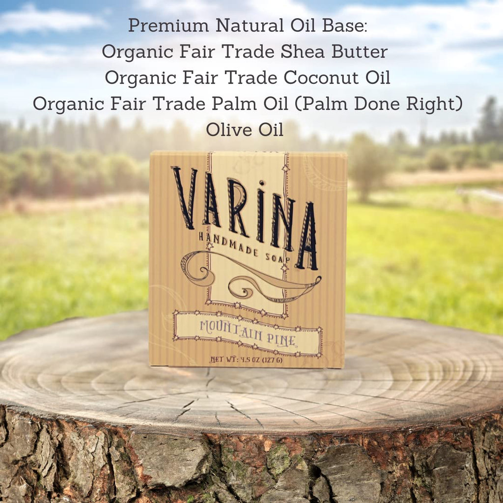 Varina Natural Mountain Pine Bar Soap - Gentle Cleansing for Sensitive Skin | Fresh Scent - 3 Pack