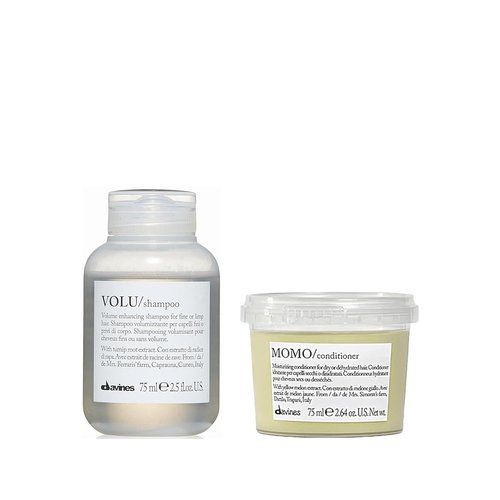Davines VOLU Shampoo & MOMO Conditioner - Volumizing Shampoo & Gentle Detangler for Fine Hair | 2.5 oz Each
