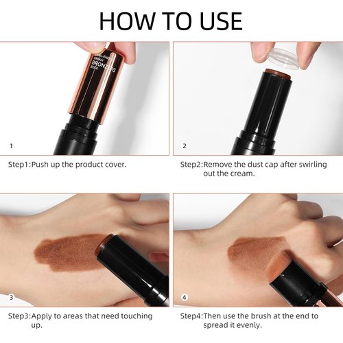 Erinde Cream Contour Bronzer Stick - Blendable Matte Finish for Natural Face Shaping | Waterproof, Long Lasting, 01 Warm Tone