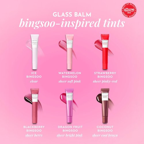 Glow Recipe Glass Balm Lip Treatment - 12Hr Hydrating Lip Balm & Moisturizer with Hyaluronic Acid to Smooth, Plump & Protect from Dryness - Sheer Soft Pink Tint, Watermelon Bingsoo (15 ml)