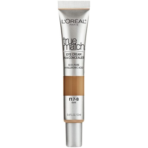 L’Oréal Paris True Match Eye Cream Concealer - Hydrating 0.5% Hyaluronic Acid, Dark N7-8, 0.4 fl. oz.