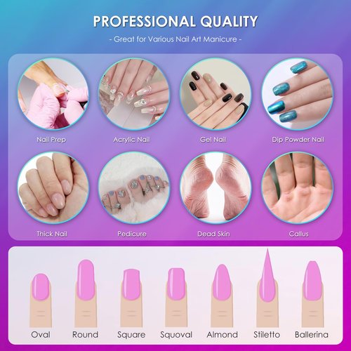 26PCS Nail Drill Bits Set with Holder Case, 3/32 inch Ceramic Safety Bits for Nail Drill, Diamond Cuticle Efile Nail Drill Bits, Remover Bits for Acrylic Gel Nail Tech Manicure Pedicure, Home Salon