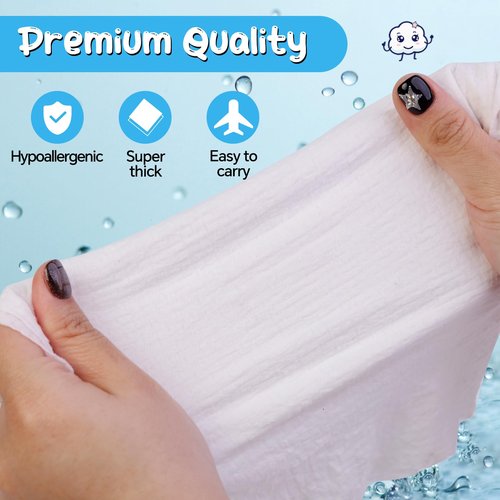 Premium Compressed Towels (50 Pack)-9.4" x 11.8", Portable Cotton Coin Tissues, Disposable Washcloths, Face Towels for Travel, Beauty, Camping, Hiking, Outdoor Activities