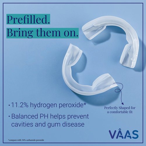 Everest VAAS Prefilled Teeth Whitening Trays, 7-Day at-Home Teeth Whitening Kit with 11.2% Hydrogen Peroxide, 14 Disposable Mint-Filled Trays