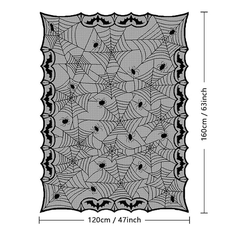 Halloween Spider Web Lace Tablecloth 47x63 Inches Gothic Party Decor