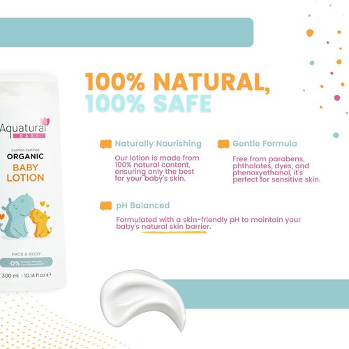 Regine Switzerland Organic Baby Lotion - Gentle Moisturizer for Newborns & Toddlers, 10.14 fl oz