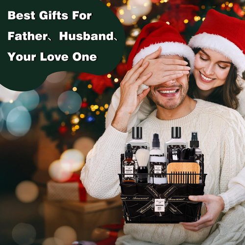 Father Day Gift for Men Spa Gifts for Men, Charcoal Bath and Body Gift Set for Men, 10 Pcs Spa Kits Ideal Birthday, Christmas. Men's Relaxation Bath Baskets, Self Care Kit