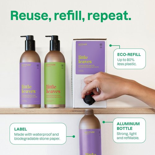 ATTITUDE Kids Shampoo & Body Wash - EWG Verified, Vegan, Plant-Based, Watermelon & Coco, 16 Fl Oz