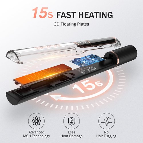 MiroPure Flat Iron Hair Straightener, 1 Inch Titanium Plates Hair Straightener with 15S Heat-up, Professional MCH Ceramic Negative Ion Hair Iron Dual Voltage for Women Hair with Auto Shut-Off F oH