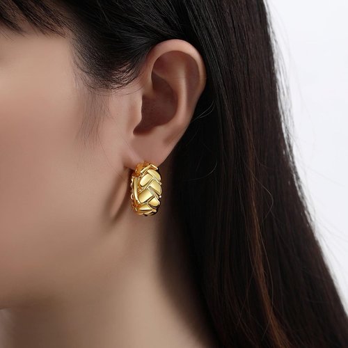 Skiennix 18K Gold Plated Chunky Hoop Earrings - Bold Statement Jewelry for Women