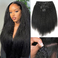 KRN Clip in Real Human Hair, 136g 8pcs Natural Black Hair Extensions Clip ins for Black Women Full And Thick Kinky Straight Clip in Human Hair Extensions 20 Clips Easy to Wear 14 Inch