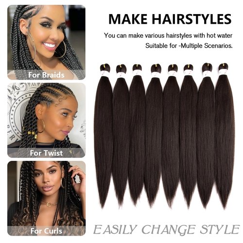 Roeula 4# Medium Brown Pre Stretched Braiding Hair 30 Inch 8 Packs Medium Brown Braiding Hair Pre Stretched Synthetic Braids (4# Medium Brown, 30 Inch (pack of 8))