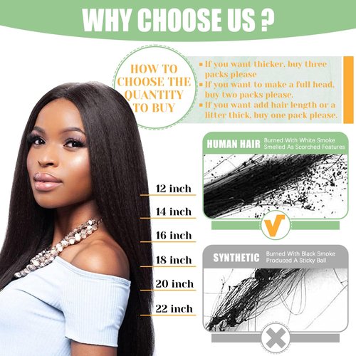Loxxy Light Yaki Straight Human Hair Clip ins Hair Extensions Full Head Natural Black Hair Extensions for Black Women Relaxed Hair 120g/set 7pcs 16 inch