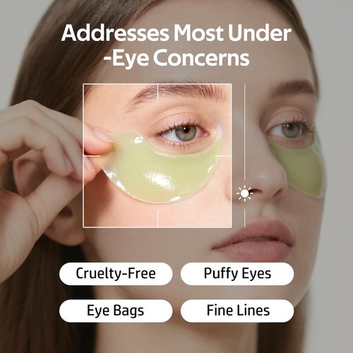 dewyhour Avocado & Gold Hydrogel Eye Mask Set - Collagen Under Eye Patches to Reduce Puffiness, Dark Circles & Wrinkles | Korean Skincare Treatment for Firming, Hydration