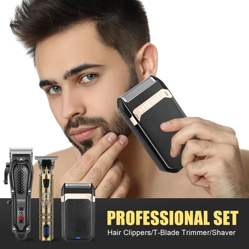 HIENA PRO Professional Hair Clippers - Cordless 3-in-1 Hair Cutting Kit with Foil Shaver | USB-C Rechargeable