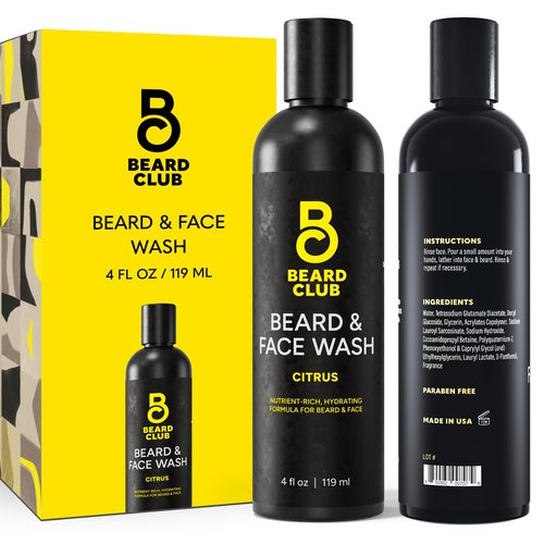 The Beard Club Citrus Beard & Face Wash– All-in-One Cleanser, Softens & Nourishes Facial Hair, Hydrates & Cleans Skin, Paraben & Sulfate-Free
