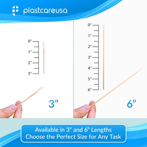 Cotton Tipped Applicators 6 Inch - Non Sterile Cotton Swabs with Wooden Sticks - Medical Cotton Tip Applicator for Multiple Uses (1000 Pack)