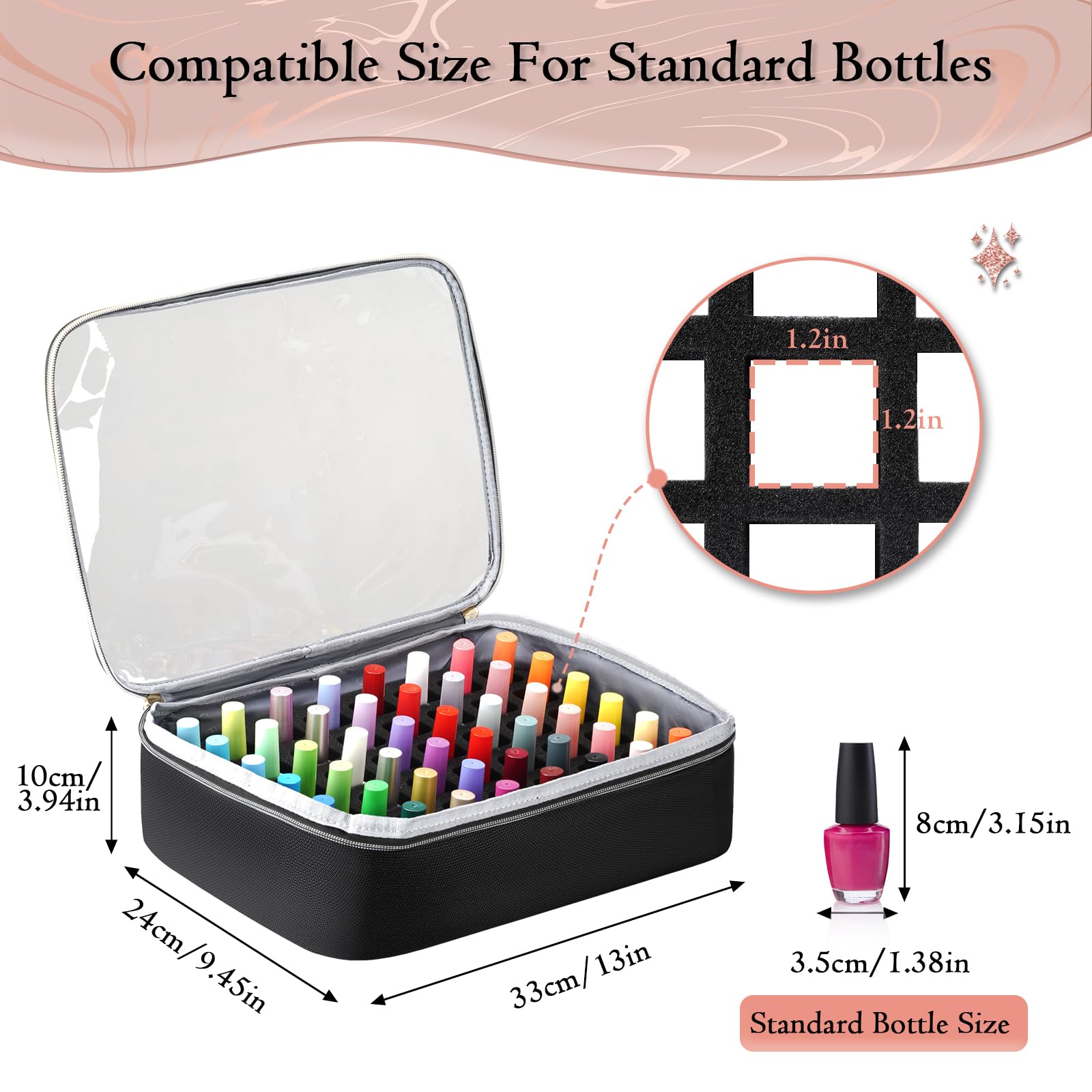 YOREPEK Extra Large Nail Polish Organizer Case Holds 96 to 100+ Bottles (15ml/0.5 fl.oz) UV lamp, Gel Polish Travel Case Bag with 2 Removable Pouches Fits Nail Suppiles, Manicurist Nail Tech Gifts