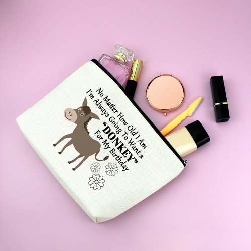 Mxrymvu Donkey Themed Gifts Makeup Bag Crazy Donkey Lady Gift Cosmetic Bag Donkeys Gifts for Women Zipper Pouch Animal Lover Gift for Her Funny Birthday Present Travel Pouch