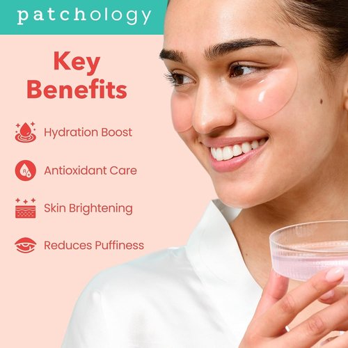 Patchology Serve Chilled Rosé Under Eye Patches - Hydrating Masks with Hyaluronic Acid & Antioxidants for Dark Circles & Puffiness - 30 Pairs/Jar