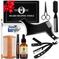 Beard Shaper for Men Beard Shaping Tools - Beard Straightener, Beard Template Guide, Professional Straight Edge Razor, Edge Blade, Barber Pencil, Beard Comb, Scissor, Gifts for Men Boyfriend Husband