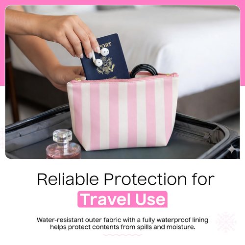 Aspen Lane Makeup Bag Set of 5 Waterproof Cosmetic Bags for Women Travel Makeup Bag Organizer Small Makeup Pouch Bulk Gifts for Bridesmaids Bachelorette Party and Travel Pouches Pink White