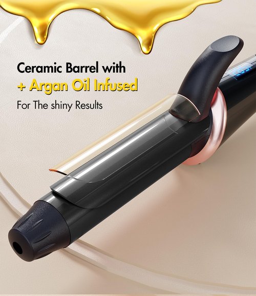 CIVEYA Travel Curling Iron - 1 Inch Mini Dual Voltage Curling Iron with 5 Heat Settings | Ceramic Barrel with Argan Oil