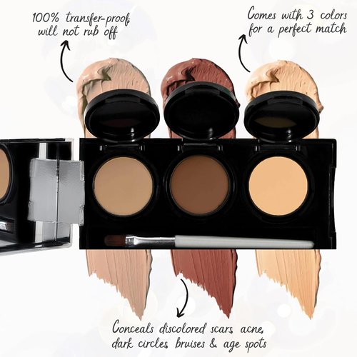 Dermaflage Waterproof Concealer Palette - Full Coverage Matte Finish for Face & Body | Hides Dark Circles & Acne, Medium