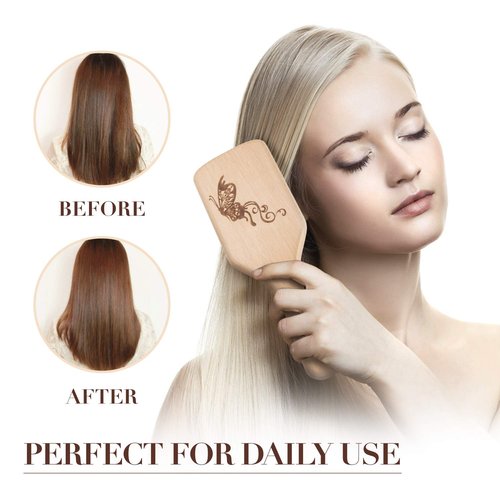 Skiennix Boar Bristle Hair Brush - Smooths Thick, Curly, or Thin Hair | Ideal for Wet & Dry Use