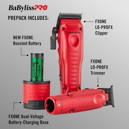 BaBylissPRO FXONE LO-PROFX Hair Clipper & Trimmer Set - Includes Charging Base & High-Capacity Battery