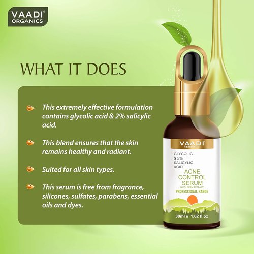 Skiennix Anti-Acne Face Serum - Glycolic & 2% Salicylic Acid, 30ml for Clear Skin