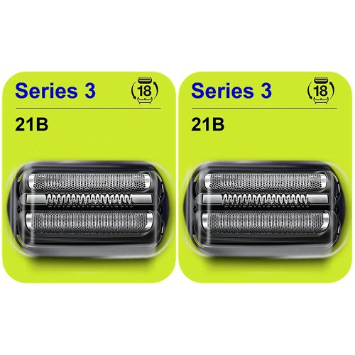 Series 3 Replacement Head for Braun Electric Shaver -21B- Compatible with Braun Electric Razors 300s, 310s, 3010BT (2 Pack)