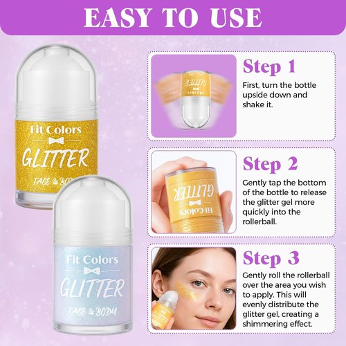 Skiennix Body Glitter Gel - Holographic Mermaid Sequins Liquid Eyeshadow | Sparkling Pink 1 oz