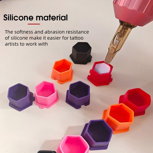 Tattoo Ink Caps Disposable Silicone Tattoo Pigment Cup 200Pcs/Set Tattoo Ink Holder Suitable for Tattooing Makeup Painting (Black)