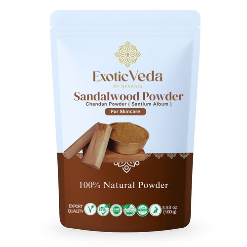 Exotic Veda 100% Pure Sandalwood Powder (Chandan) – Ayurvedic Face Pack, Mask & Tilak for Glowing Skin, Natural Cleansing & Soothing Powder, 100 g / 3.52 oz