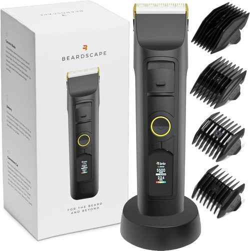 Brio Beardscape V2 Beard Trimmer - Cordless Professional Hair Trimmer with Low Friction Blade | 4-Hour Battery Life, Ideal for Beard & Body (Black)