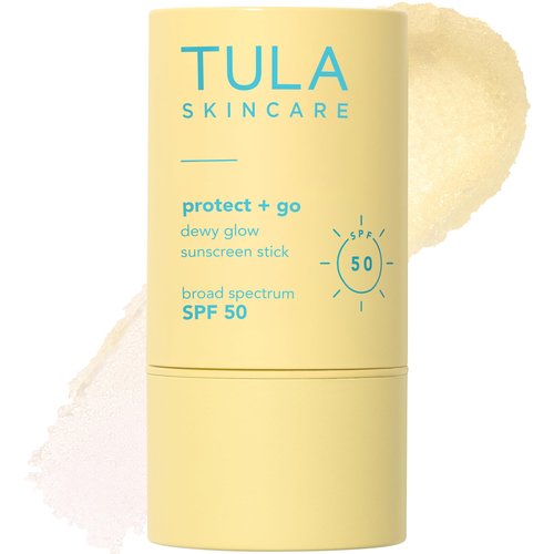 TULA Skin Care Protect + Glow Daily Sunscreen Stick Gel Broad Spectrum SPF 30 - Skincare-First, Non-Greasy, Non-Comedogenic & Reef-Safe with Pollution & Blue Light Protection, Supersize, 3.38 oz